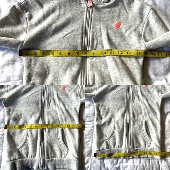 George Pink Heart Heather Grey Zip Up Hoodie Size Medium (7-8) - Picture 13 of 14
